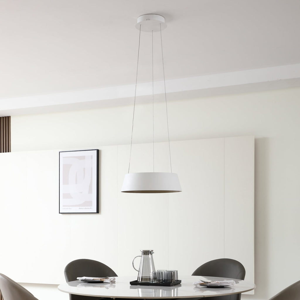 LED pendellampe Belsar dimbar hvit aluminium CCT Ø36 cm forfra