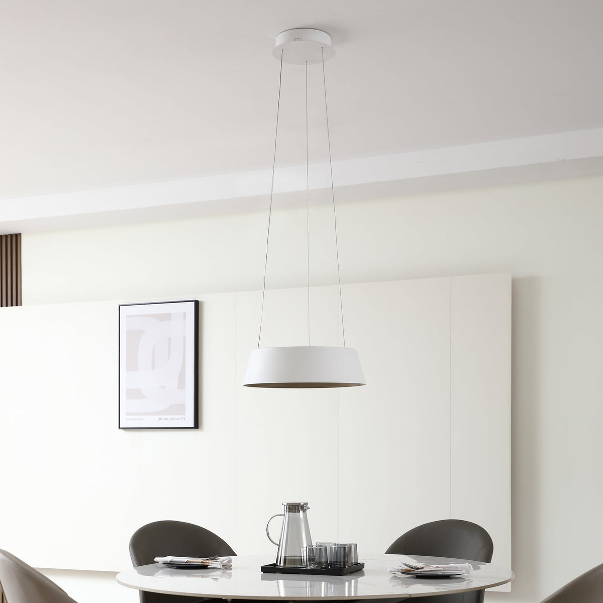 LED pendellampe Belsar dimbar hvit aluminium CCT Ø36 cm forfra