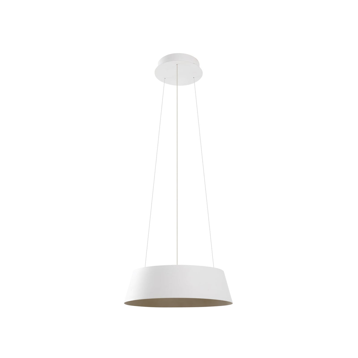 Detalj av LED pendellampe Belsar dimbar hvit aluminium CCT Ø36 cm med gull-detaljer