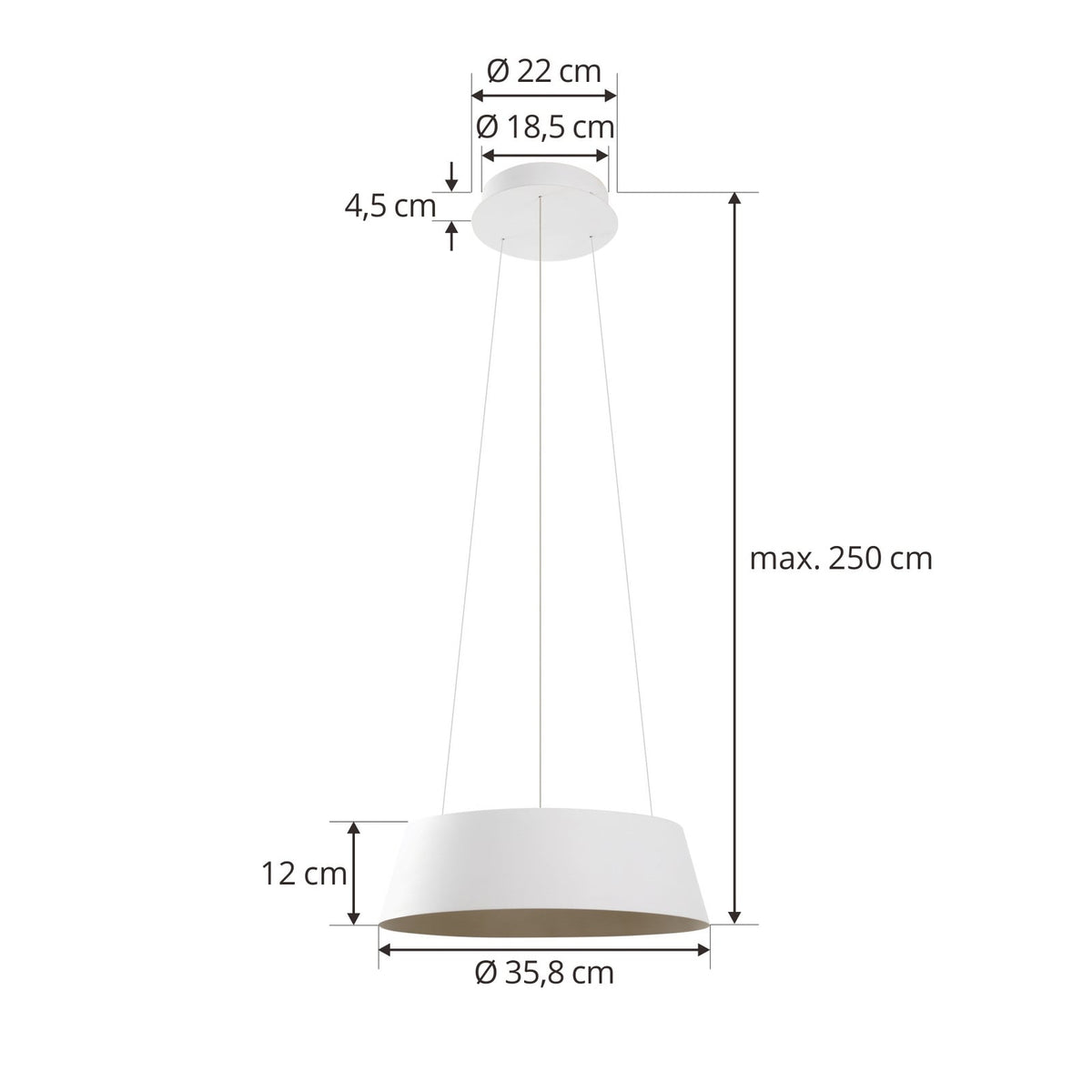 LED pendellampe Belsar dimbar hvit aluminium CCT Ø36 cm montert i stue