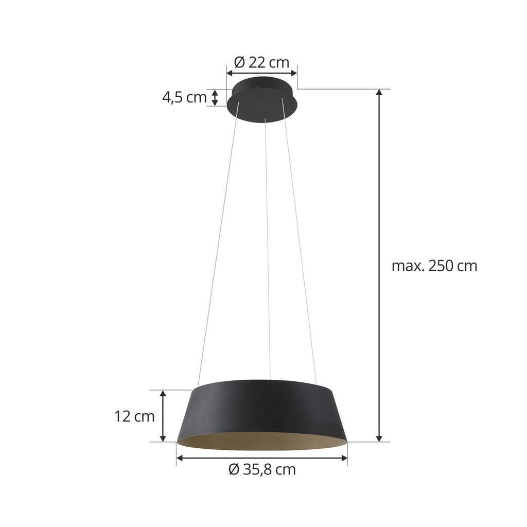 LED pendellampe Belsar svart/gull aluminium nærbilde