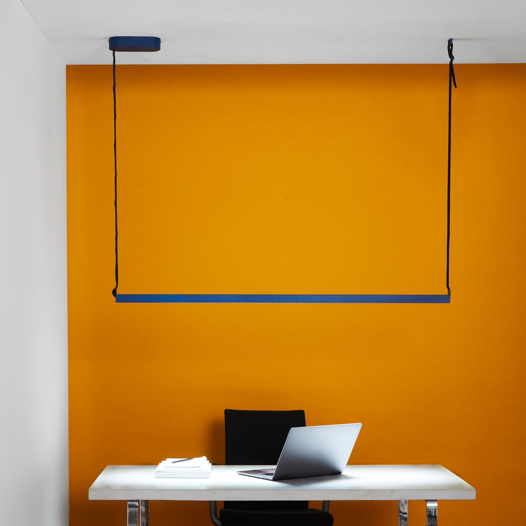 LED pendellampe Belto dimbar CCT blå aluminium 130 cm forfra