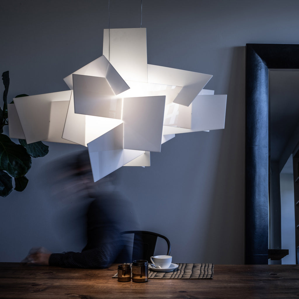 LED pendellampe Big Bang dimbar hvit Ø96 cm Foscarini bakside
