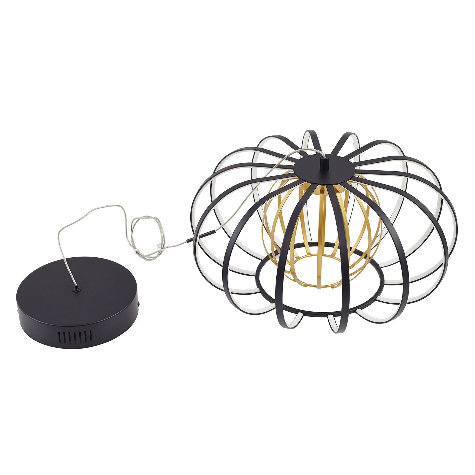 LED pendellampe Birger svart/gull med veggbryter