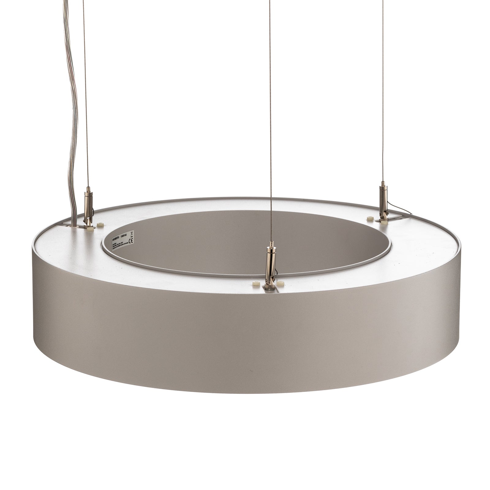 LED pendellampe Biro Circle opp/ned DALI Ø45 cm sølv montert i rom