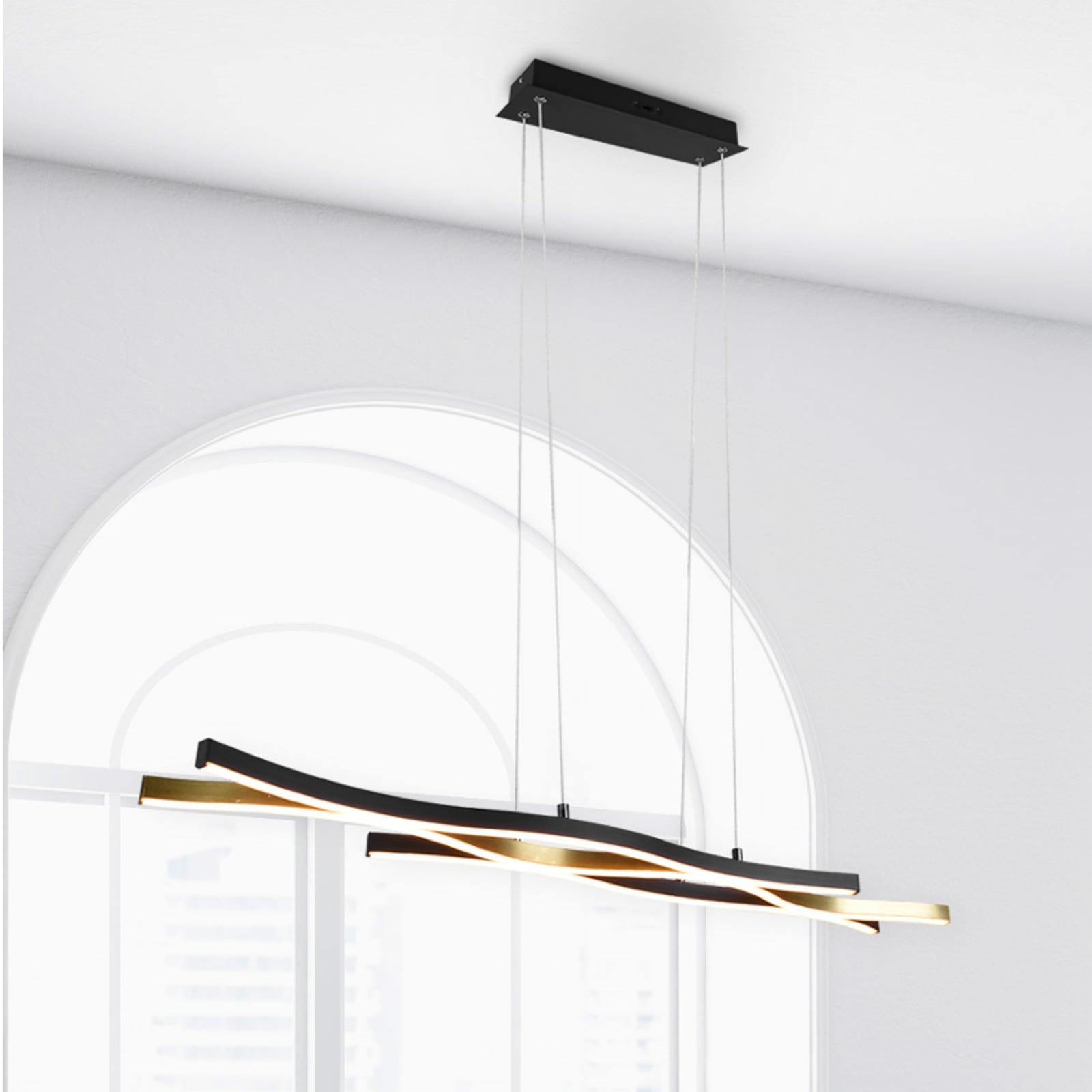 LED pendellampe Blaze CCT dimbar messing/svart 107 cm forfra