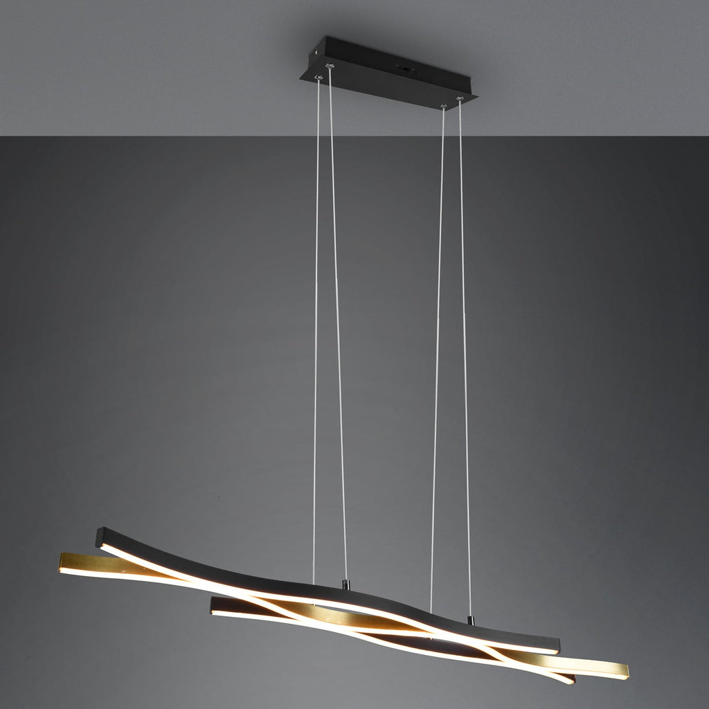 LED pendellampe Blaze CCT dimbar messing/svart 107 cm detalj