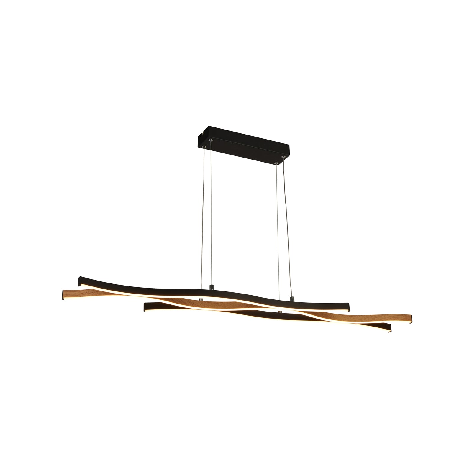 Detalj av LED pendellampe Bloom Swirl svart/tre 107 cm