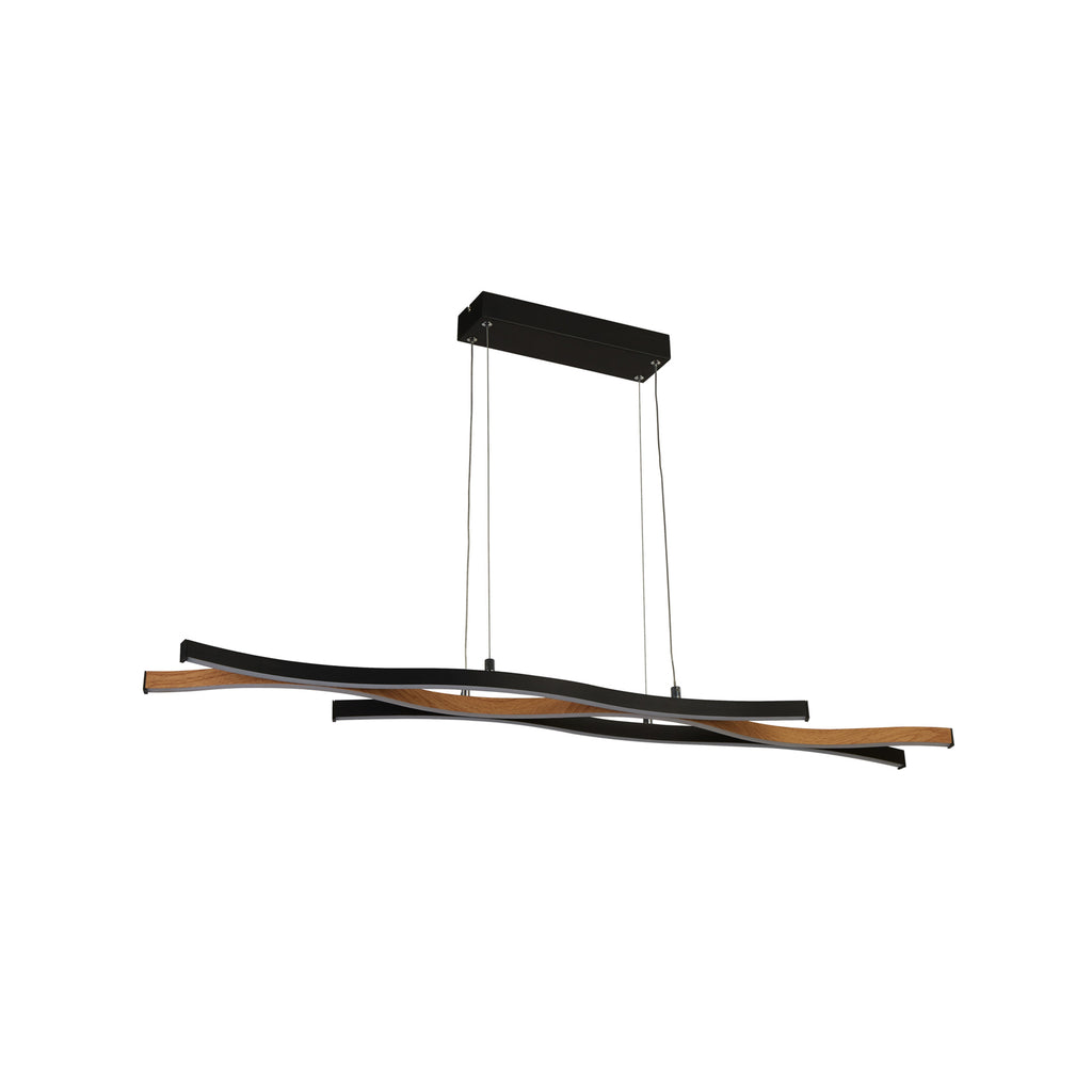 Montert LED pendellampe Bloom Swirl svart/tre 107 cm i rom