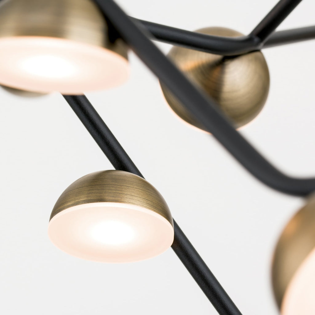 LED pendellampe Blossom 36-lys svart/gull Ø76 cm sidebilde