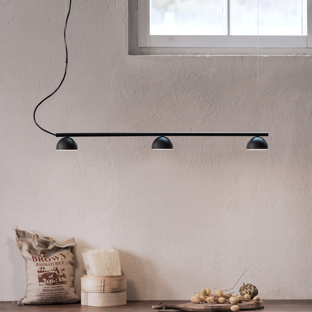 LED pendellampe Blush 3-lys stål svart 90 cm forfra