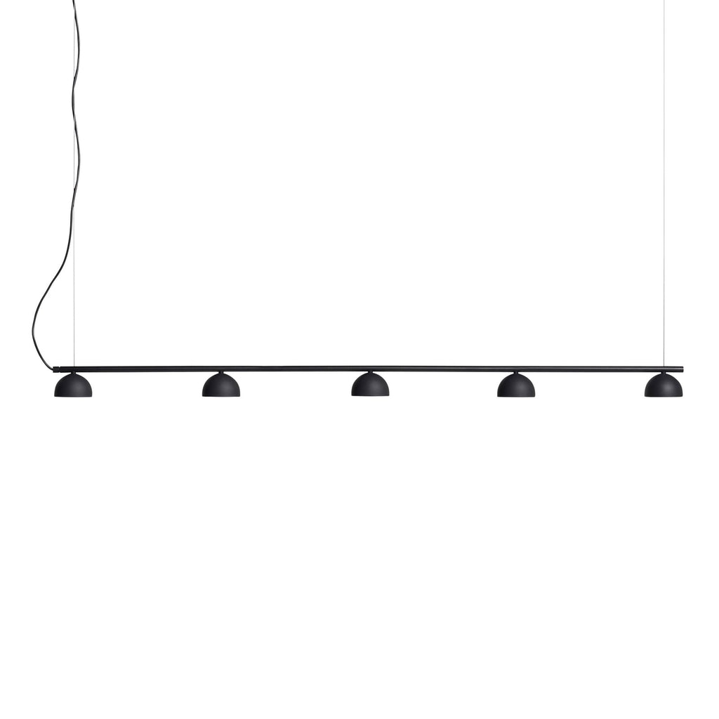 LED pendellampe Blush 5-lys stål svart 150 cm forfra
