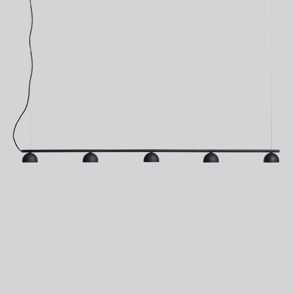 LED pendellampe Blush 5-lys stål svart 150 cm detalj