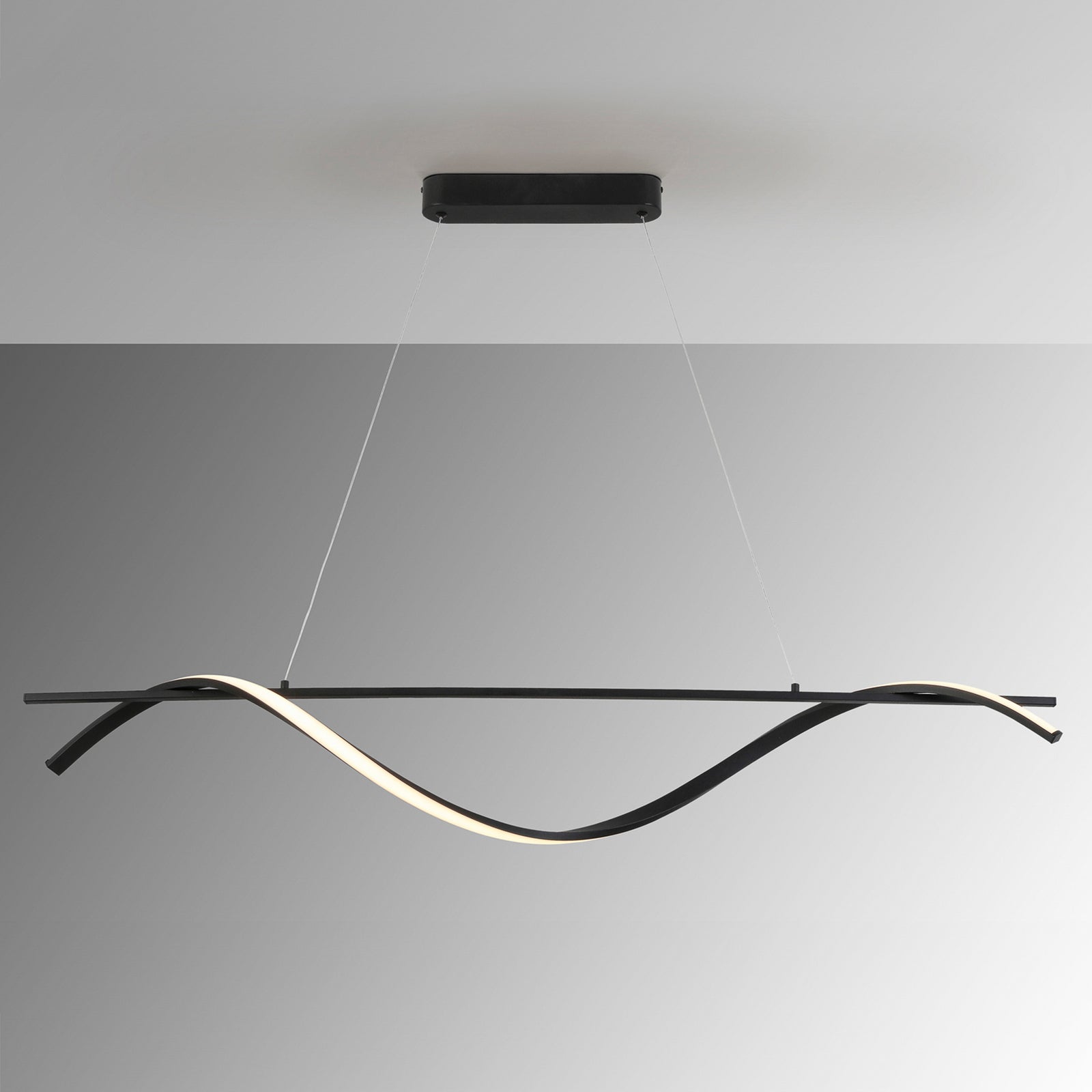 Montert LED pendellampe Boa svart matt metall i rom
