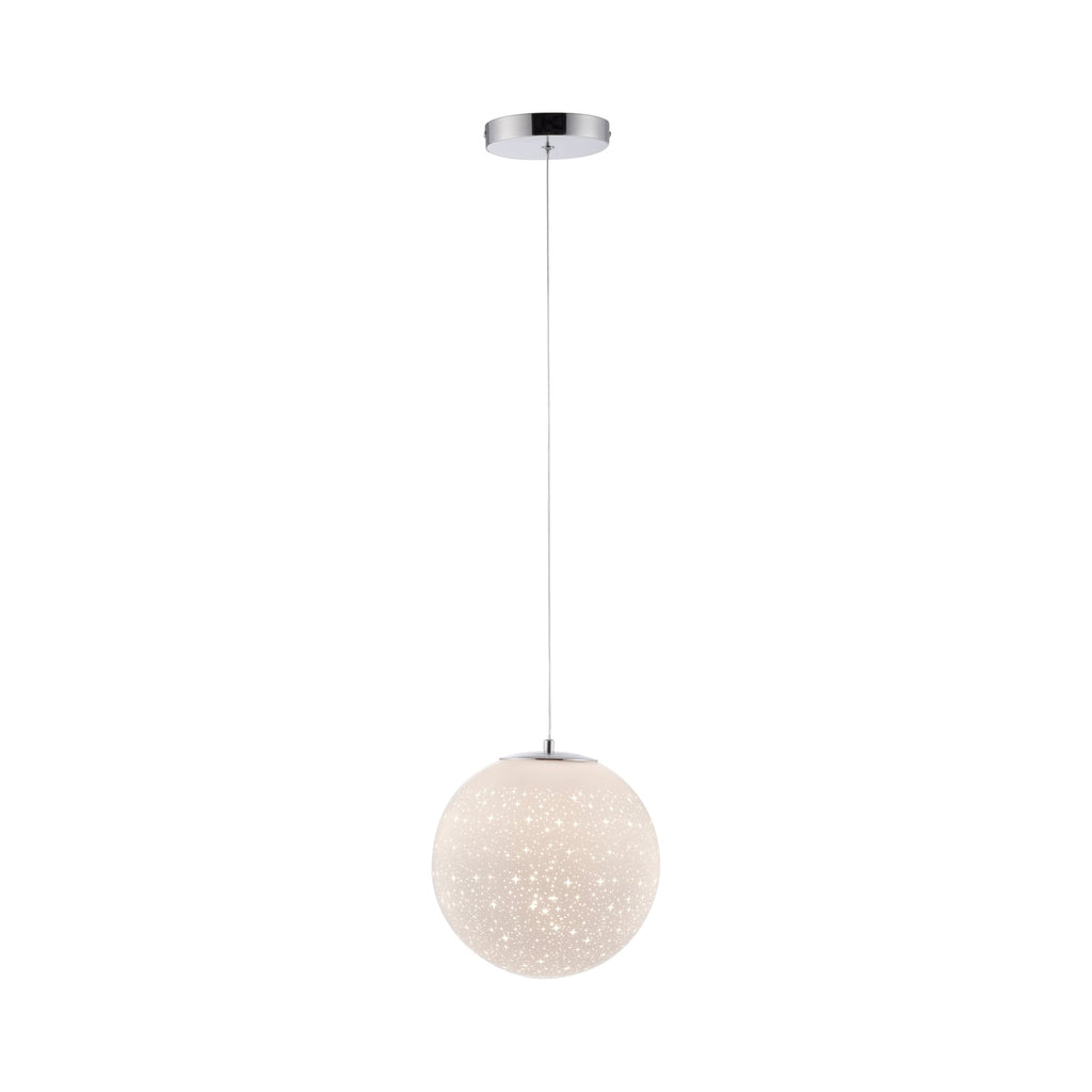 LED pendellampe Bolo glasskule stjernehimmel Ø25 cm forfra