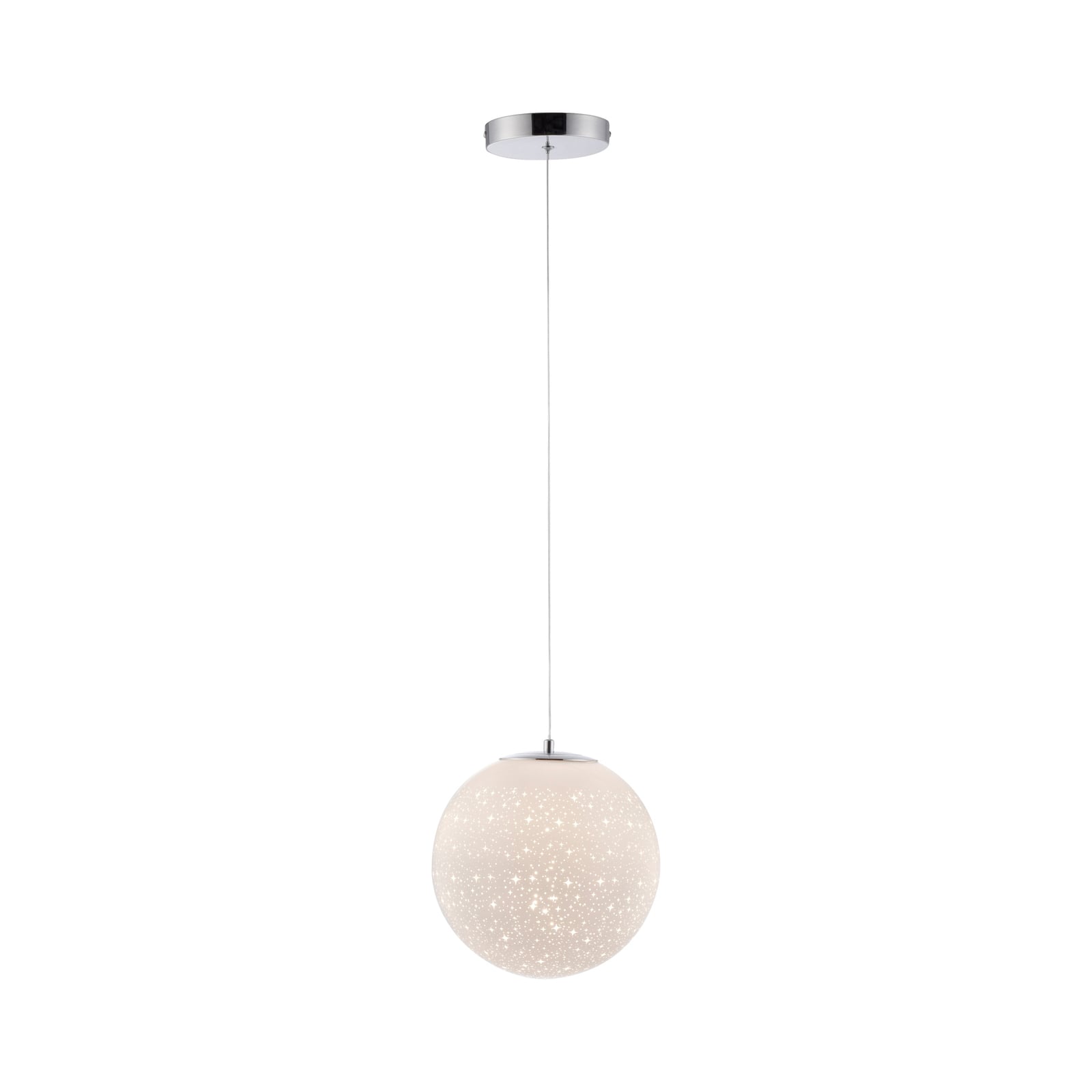 LED pendellampe Bolo glasskule stjernehimmel Ø25 cm forfra