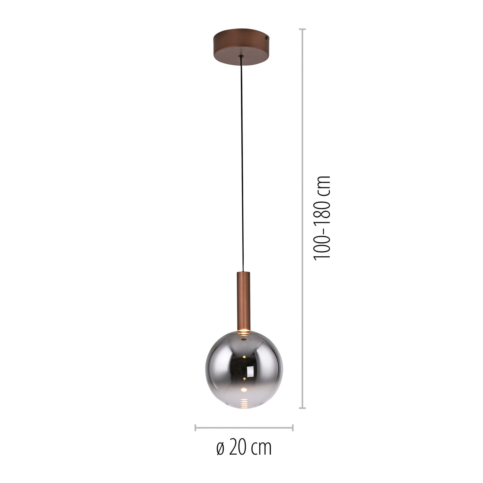 LED pendellampe Bowl glass Ø20 cm dimbar varmhvit - Paul Neuhaus detalj av glass