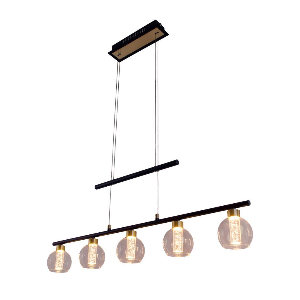LED pendellampe Brass 5-lys metall og glass bakside