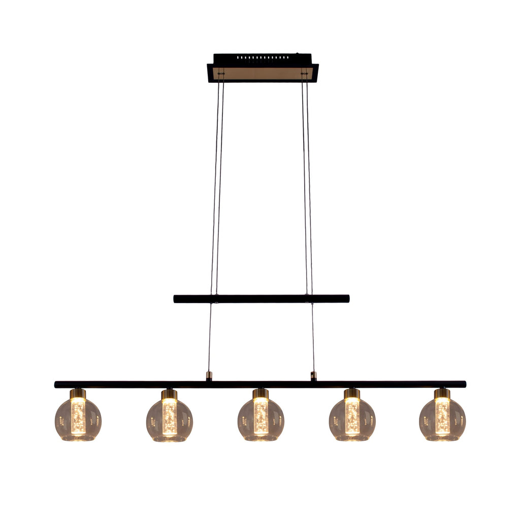 Detalj av LED pendellampe Brass 5-lys metall og glass
