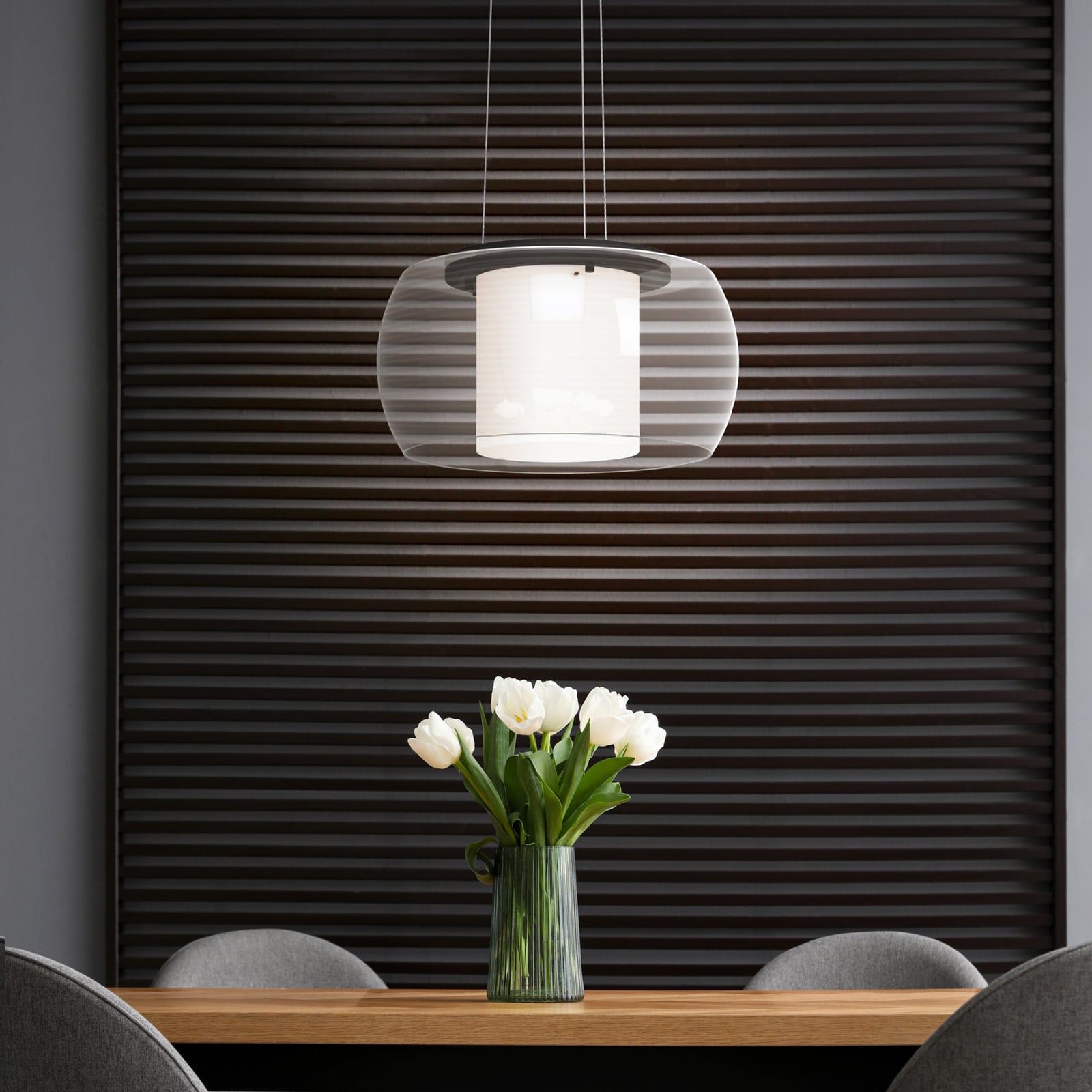LED pendellampe Briaglia-C glass dimbar RGB CCT Ø40 cm bakside