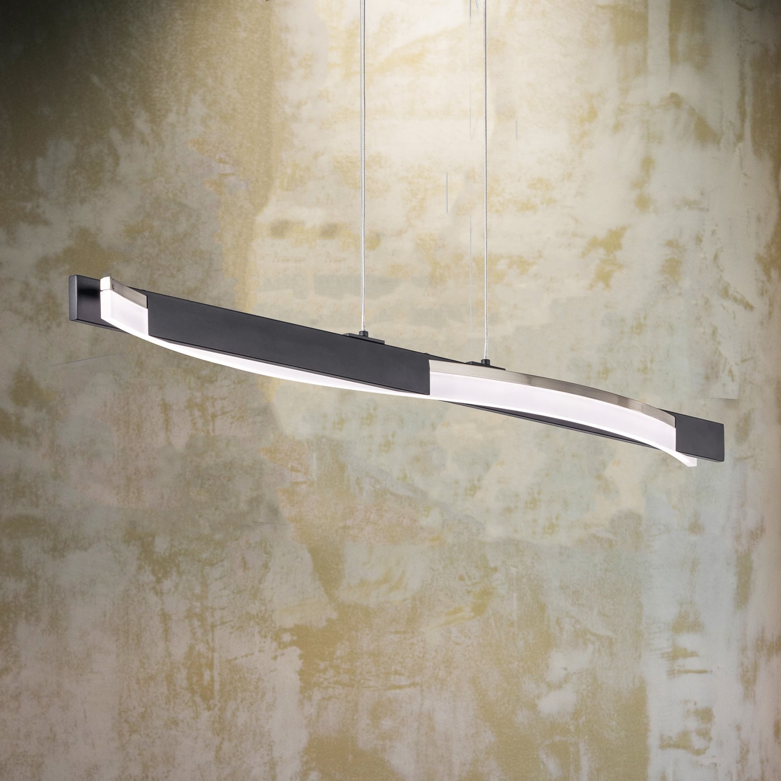 LED pendellampe Bridge svart/matt nikkel forfra