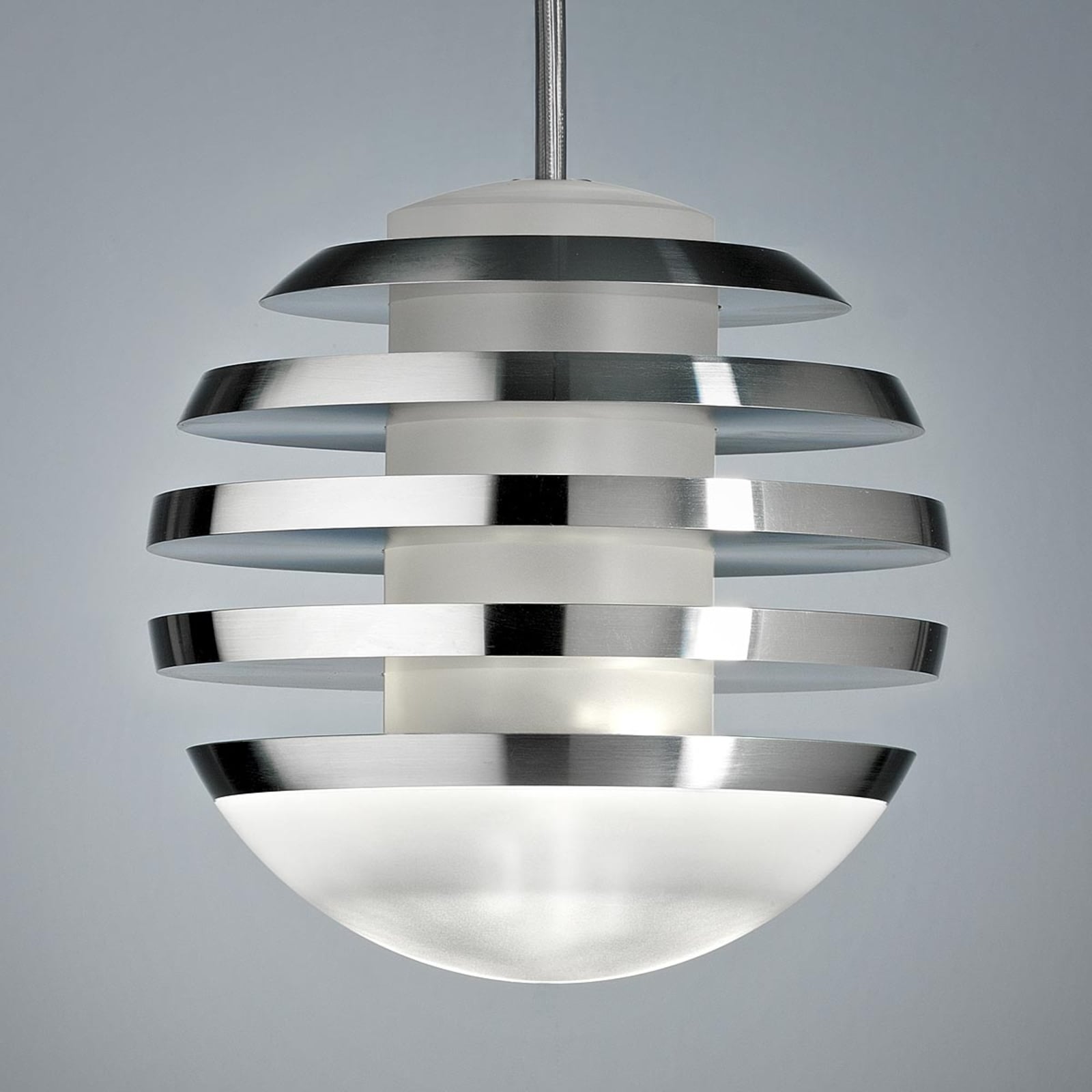 LED pendellampe Bulo aluminium og glass forfra