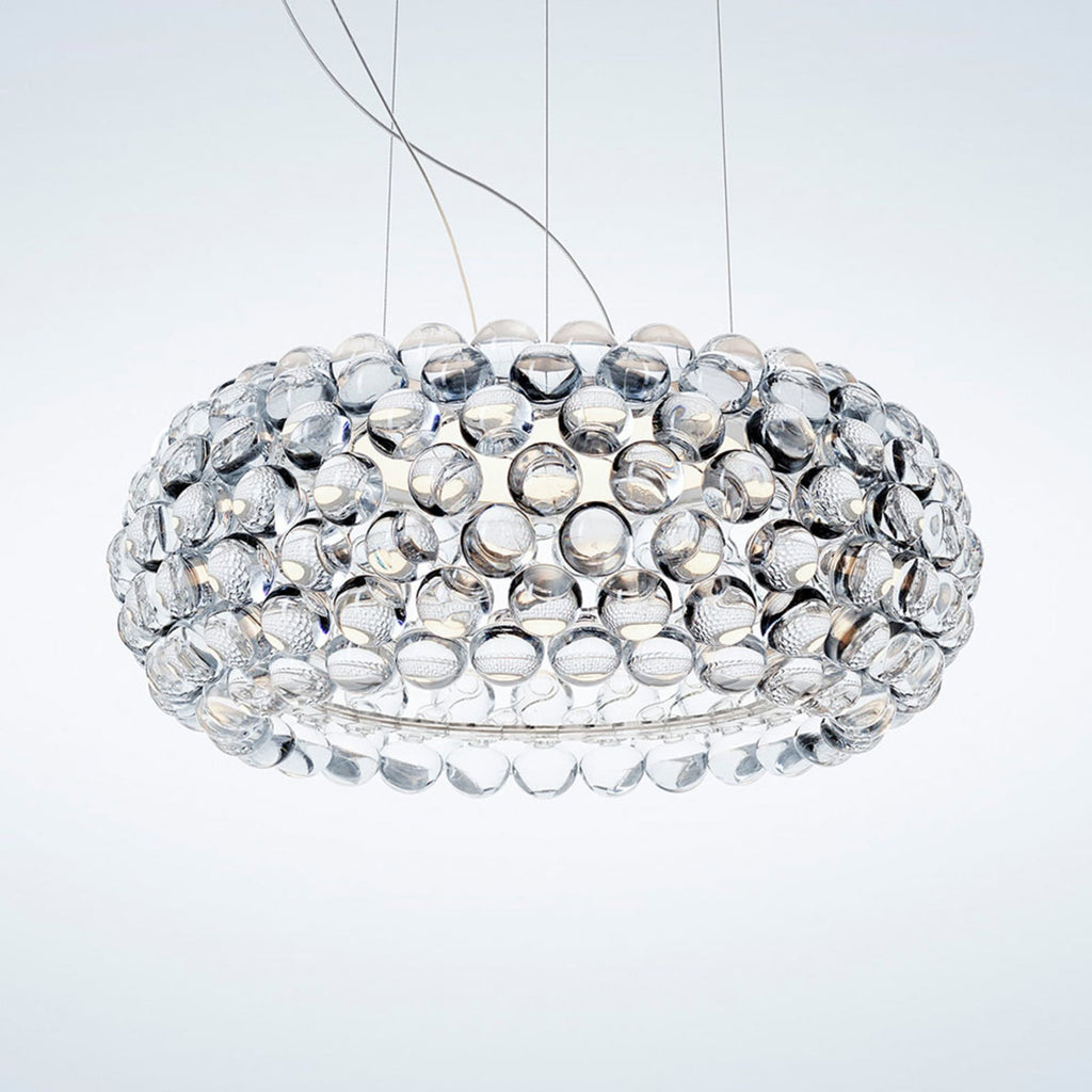 LED pendellampe Caboche Plus media dimbar klar Ø50 cm montert i rom