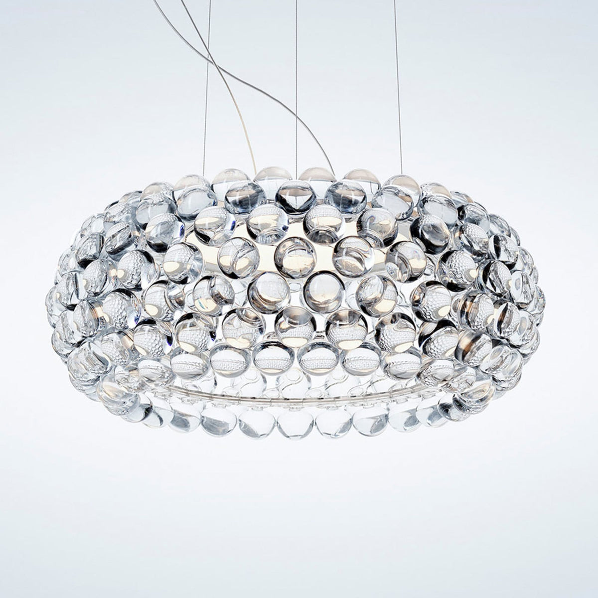 Detalj av mundblåst glass på LED pendellampe Caboche Plus media Foscarini