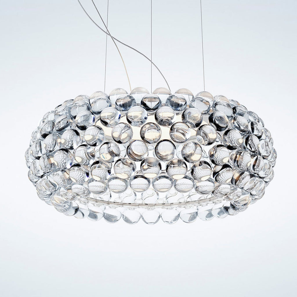 Montert LED pendellampe Caboche Plus media klar Ø50 cm i stue