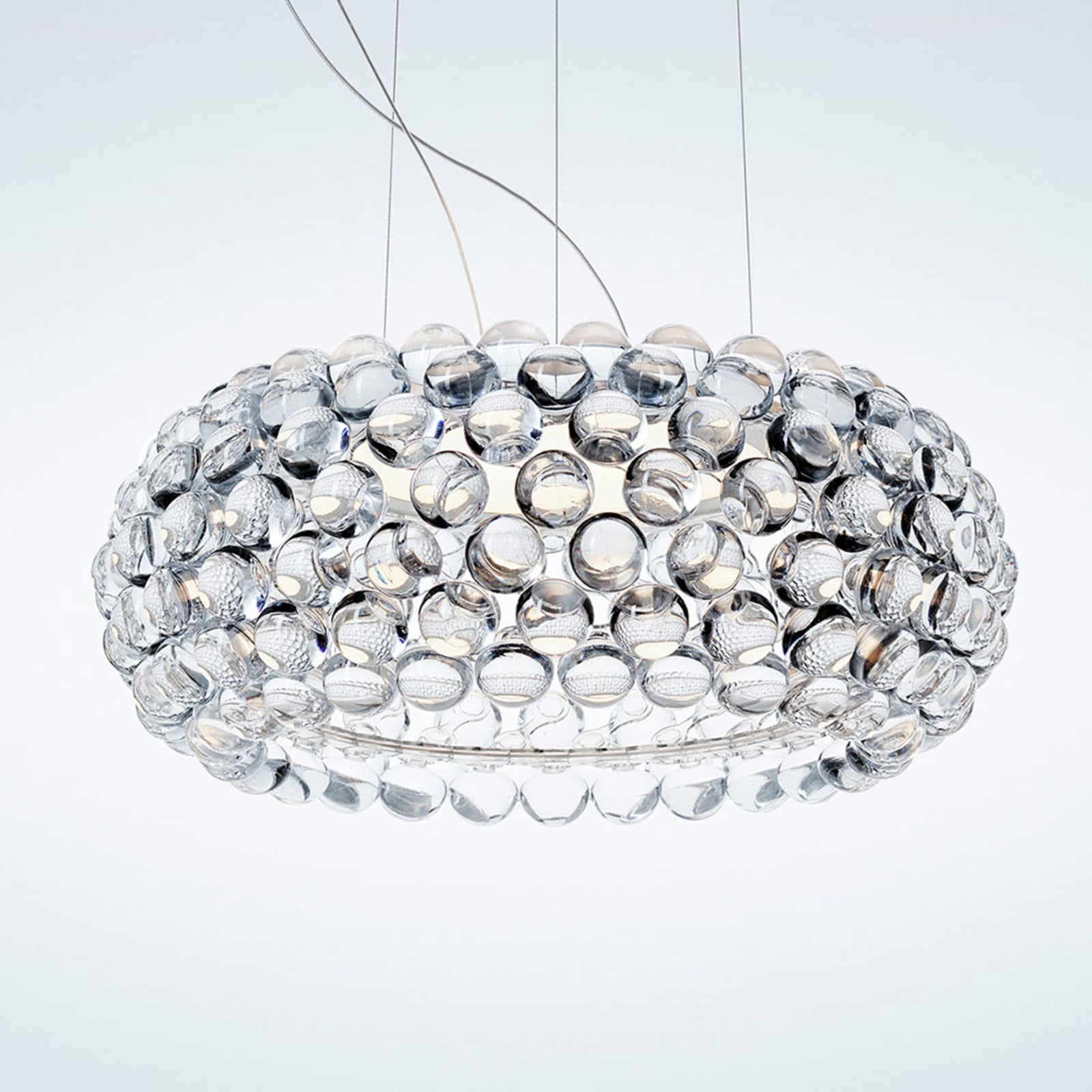 Montert LED pendellampe Caboche Plus media klar Ø50 cm i stue
