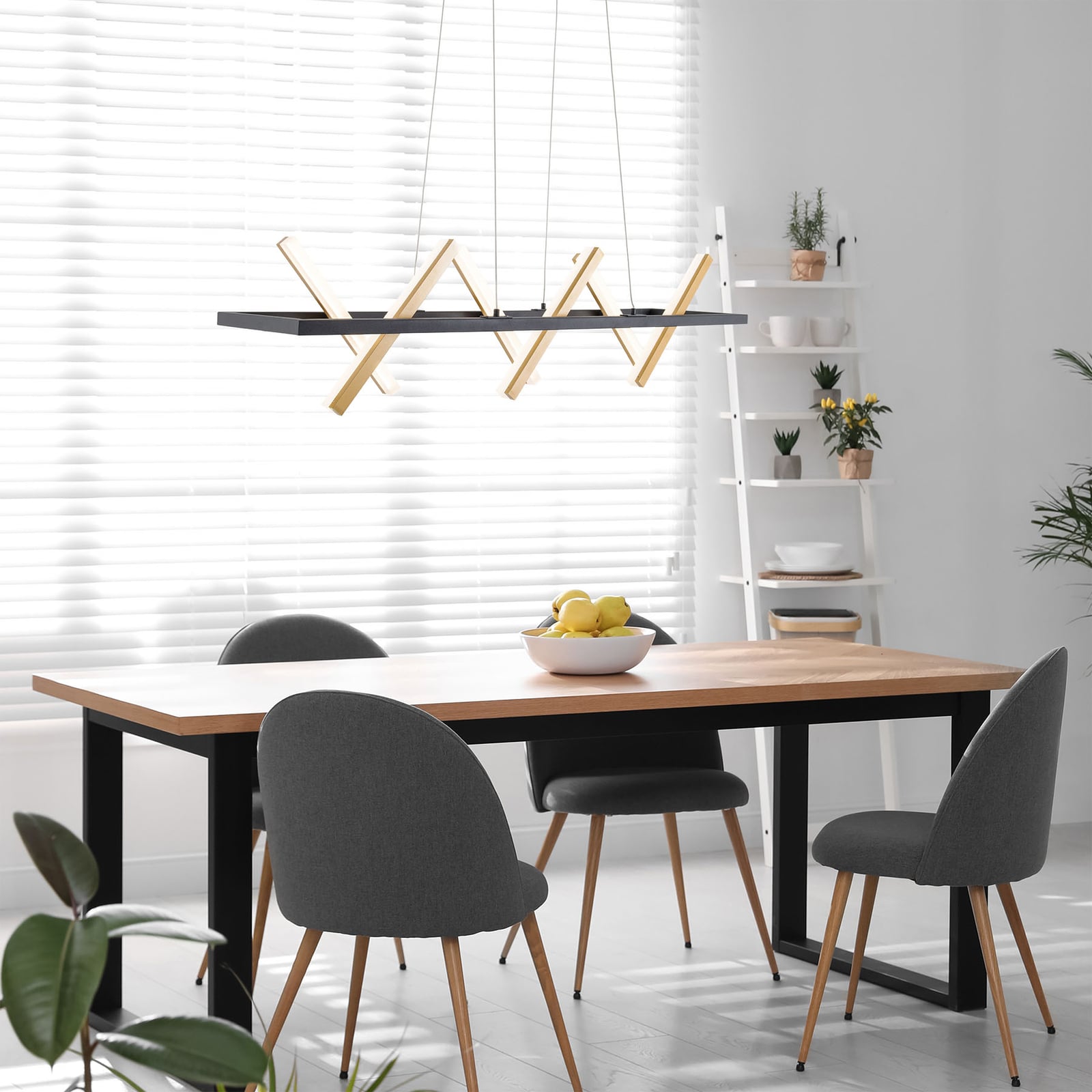 LED pendellampe Cadice svart/gull aluminium 100 cm 3000K forfra