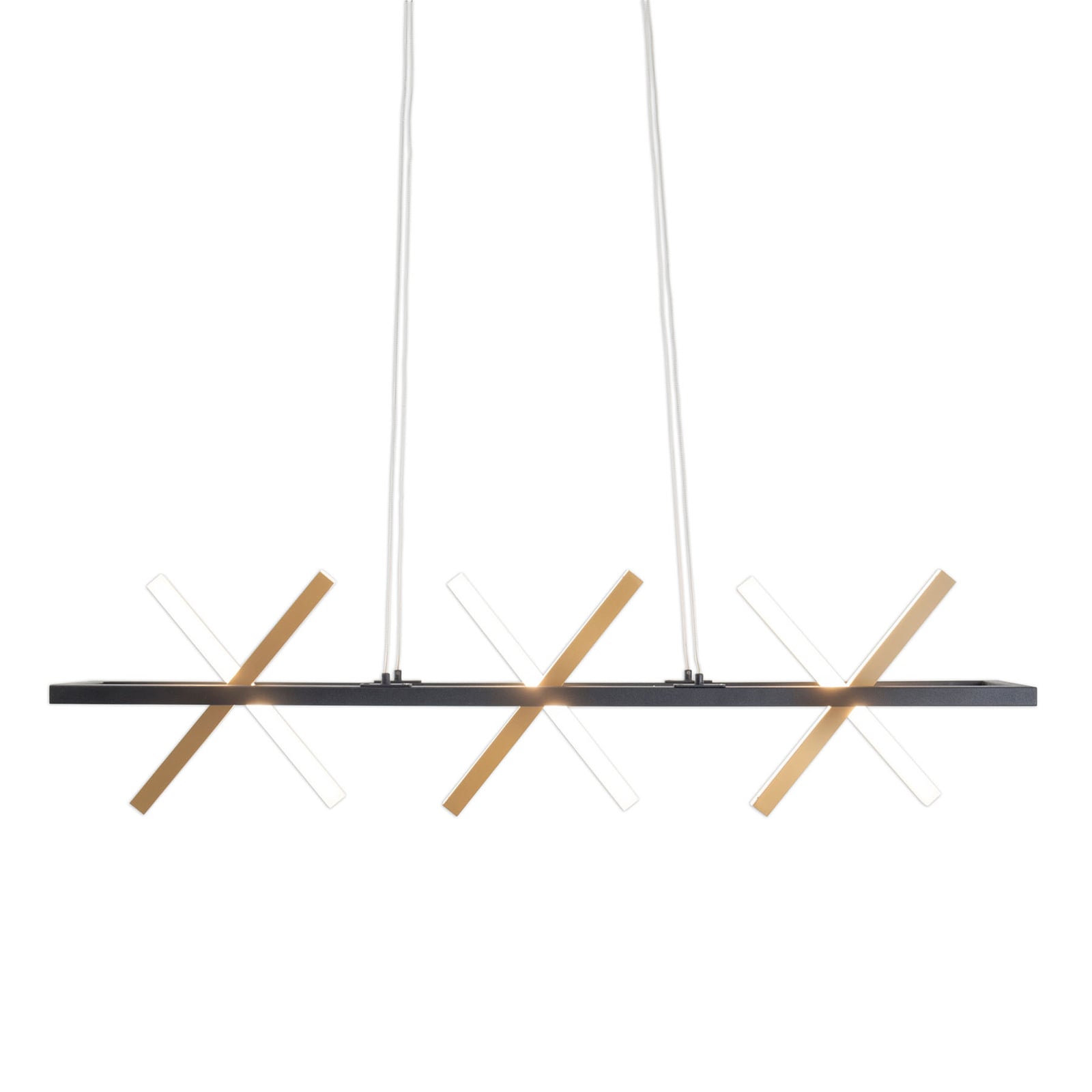 LED pendellampe Cadice svart/gull aluminium 100 cm 3000K lysdetalj