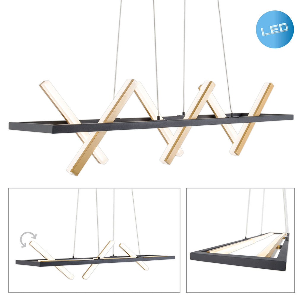LED pendellampe Cadice svart/gull aluminium 100 cm 3000K materialdetalj