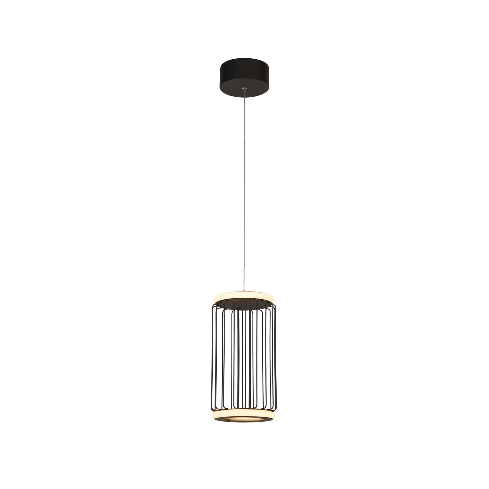 LED pendellampe Cage svart aluminium forfra