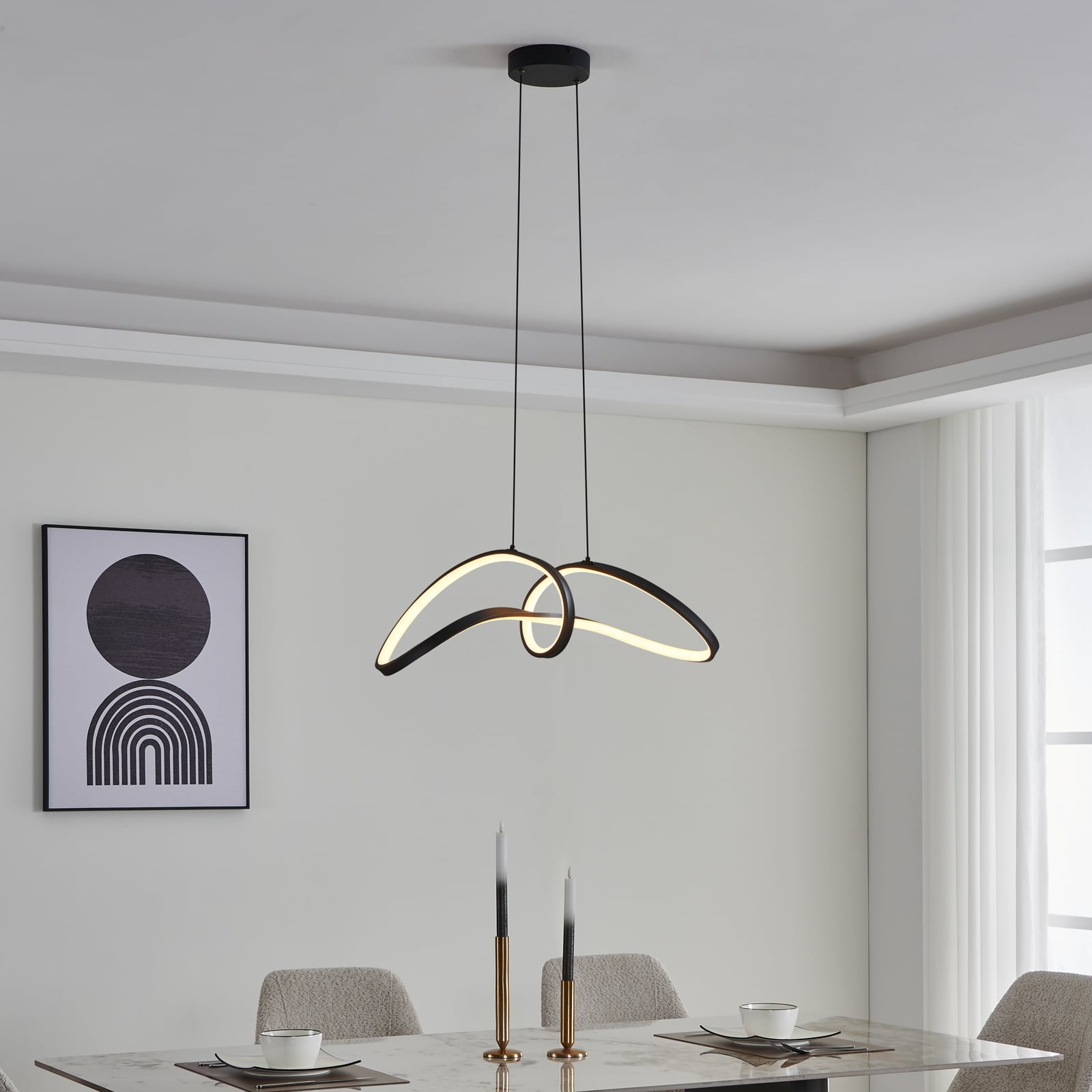 LED pendellampe Calarossa-Z svart aluminium bakside