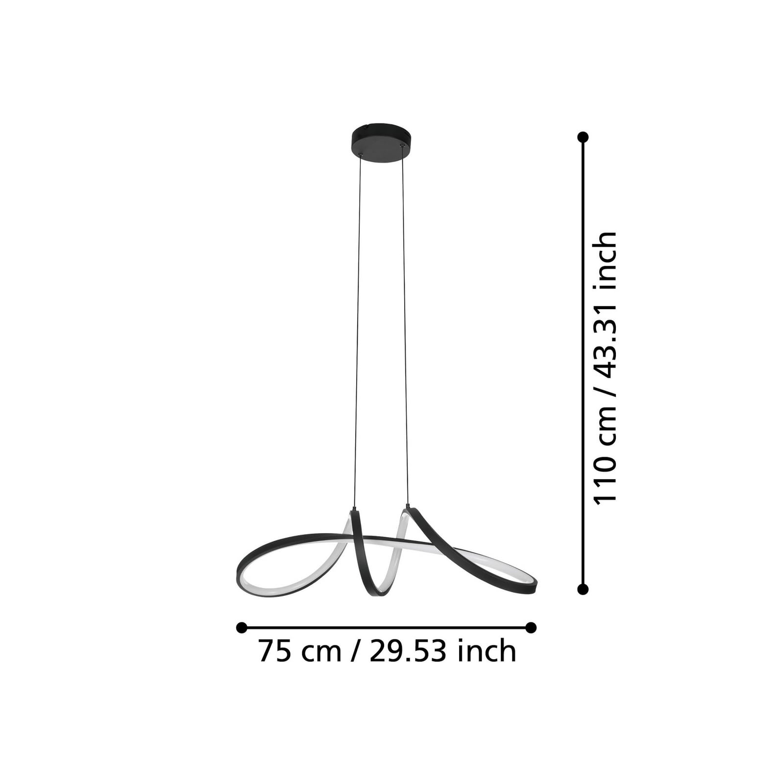 LED pendellampe Calarossa-Z svart aluminium detalj