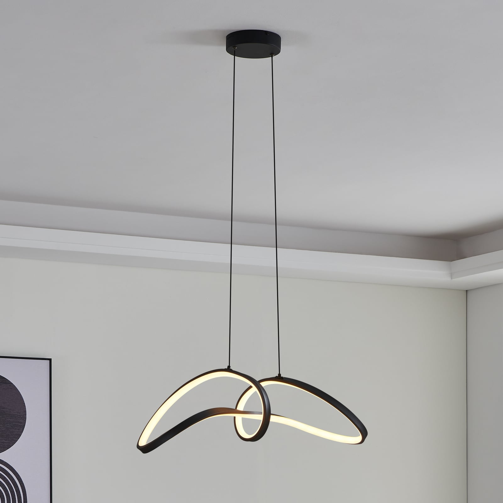 LED pendellampe Calarossa-Z svart aluminium front