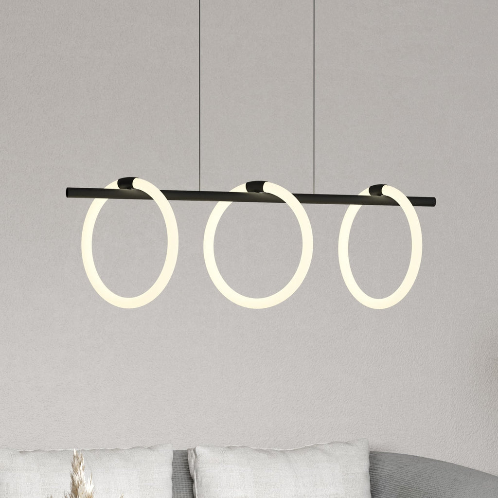 LED pendellampe Caranacoa 3-lys svart/hvit 78 cm forfra