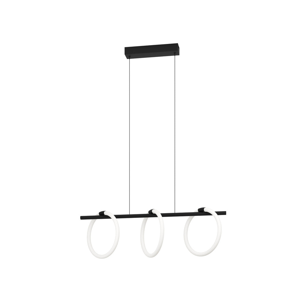 LED pendellampe Caranacoa 3-lys svart/hvit 78 cm montert