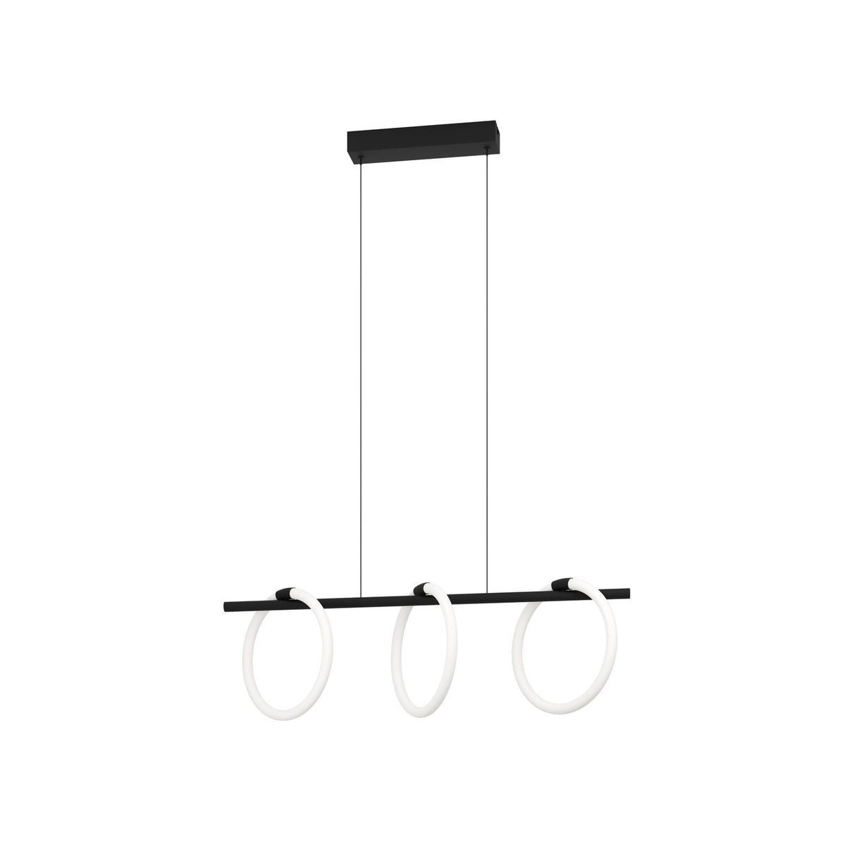 LED pendellampe Caranacoa 3-lys svart/hvit 78 cm montert
