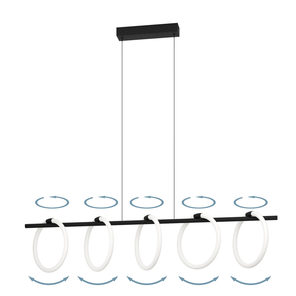 LED pendellampe Caranacoa 5-lys svart/hvit 117 cm 35W EGLO nærbilde