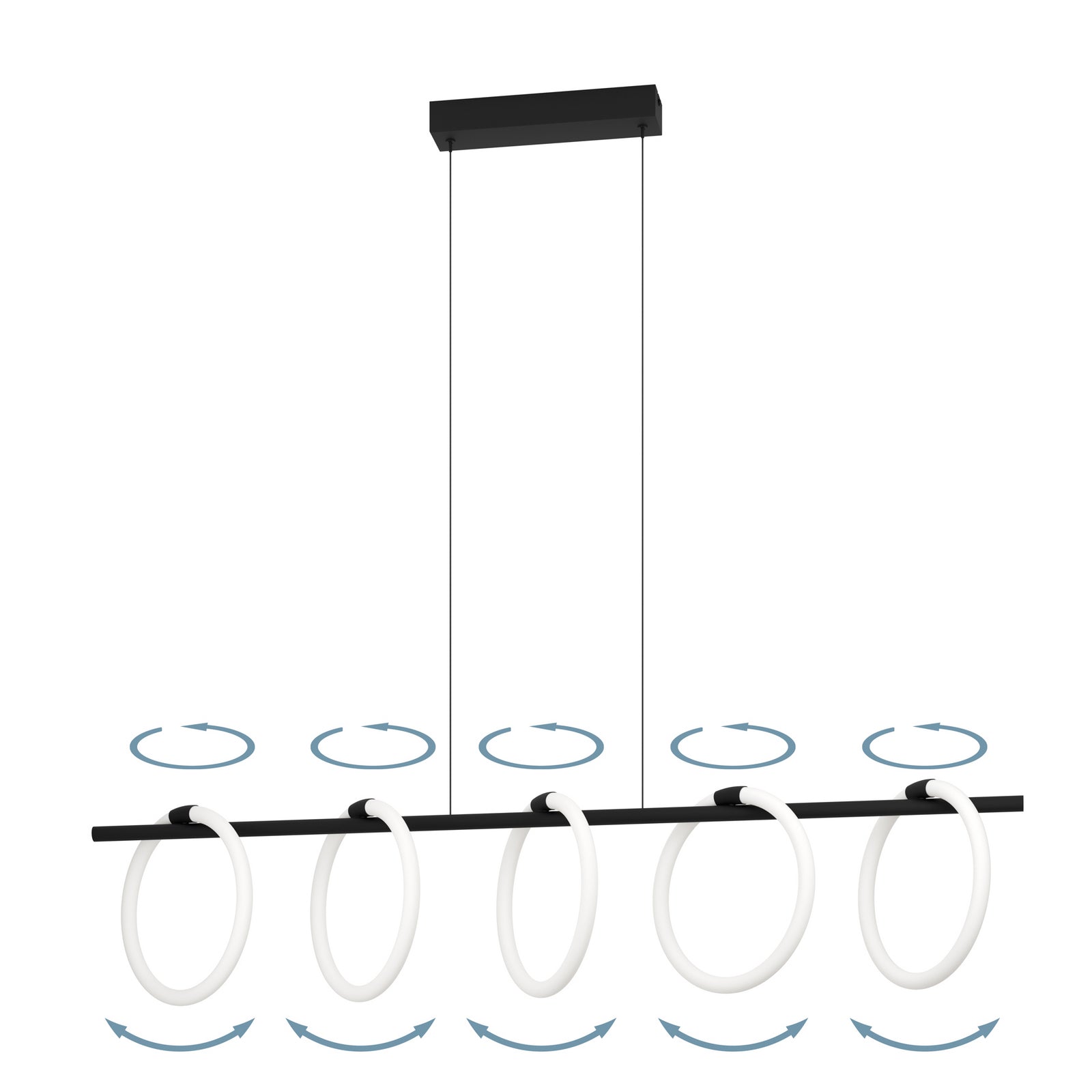 LED pendellampe Caranacoa 5-lys svart/hvit 117 cm 35W EGLO nærbilde