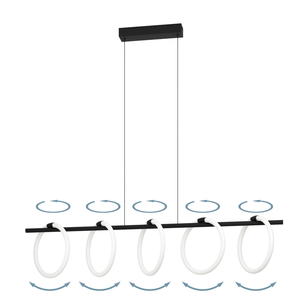 LED pendellampe Caranacoa 5-lys svart/hvit 117 cm 35W EGLO nærbilde