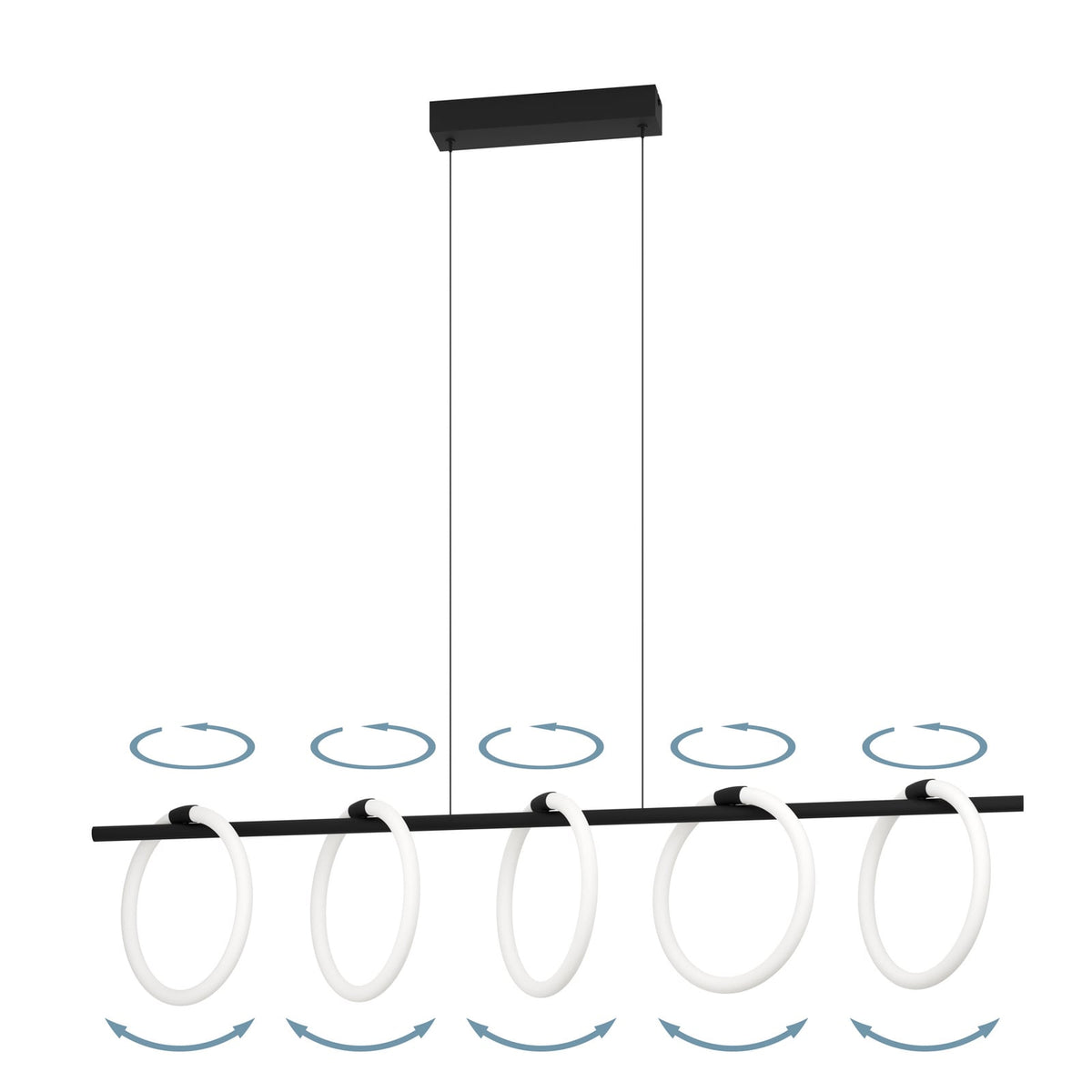LED pendellampe Caranacoa 5-lys svart/hvit 117 cm 35W EGLO nærbilde
