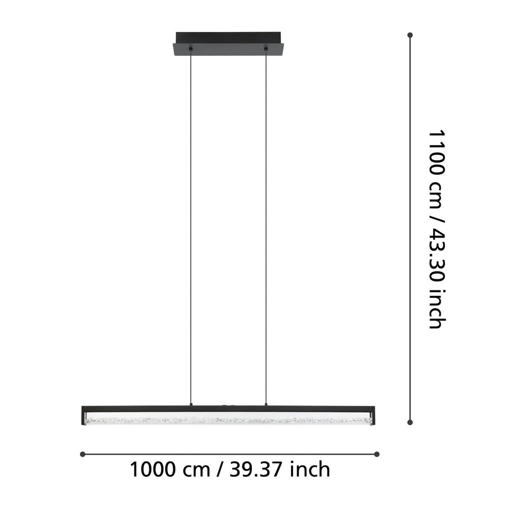 Detalj av LED pendellampe Cardito CCT dimbar svart 100 cm