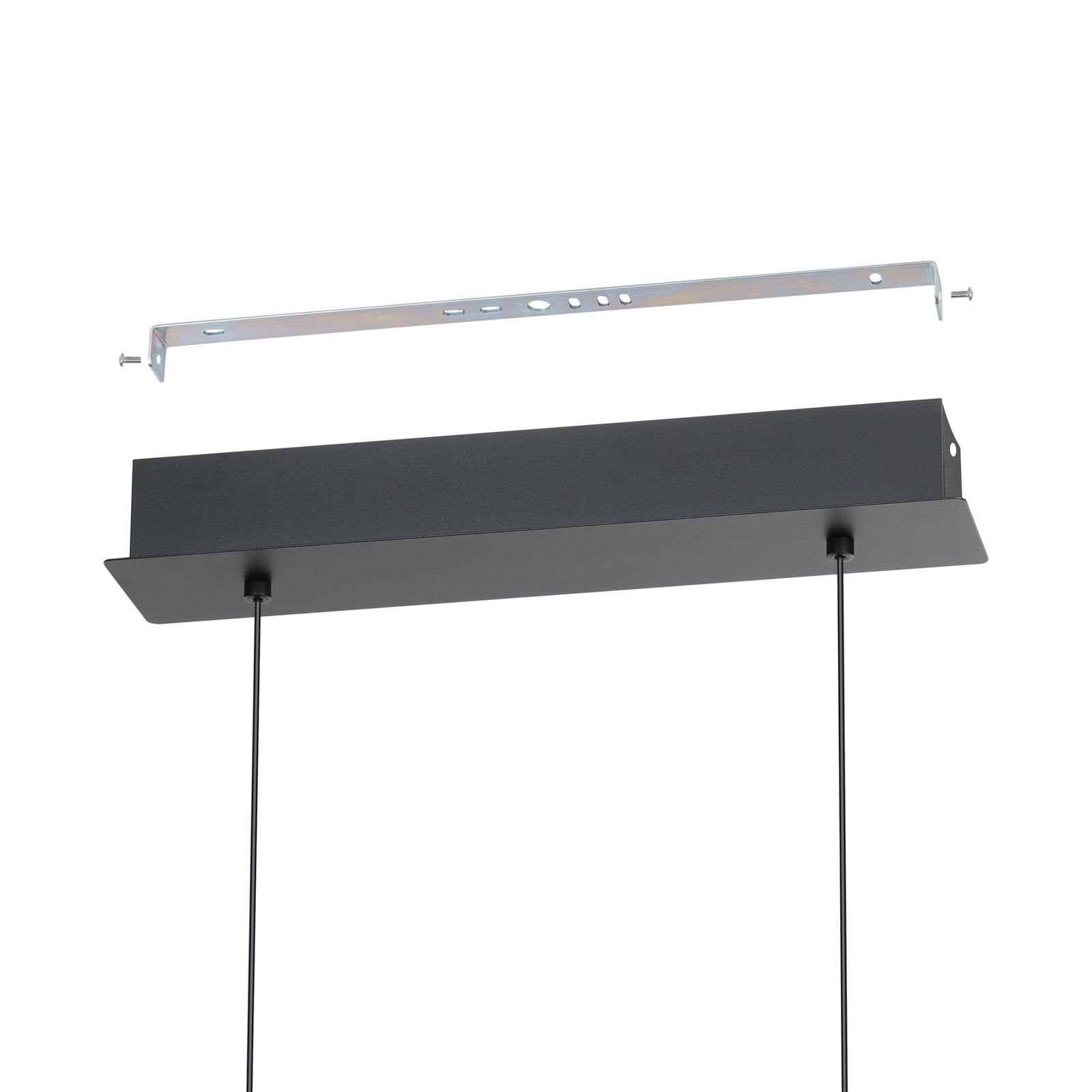 Sideprofil av LED pendellampe Cardito CCT dimbar svart 100 cm