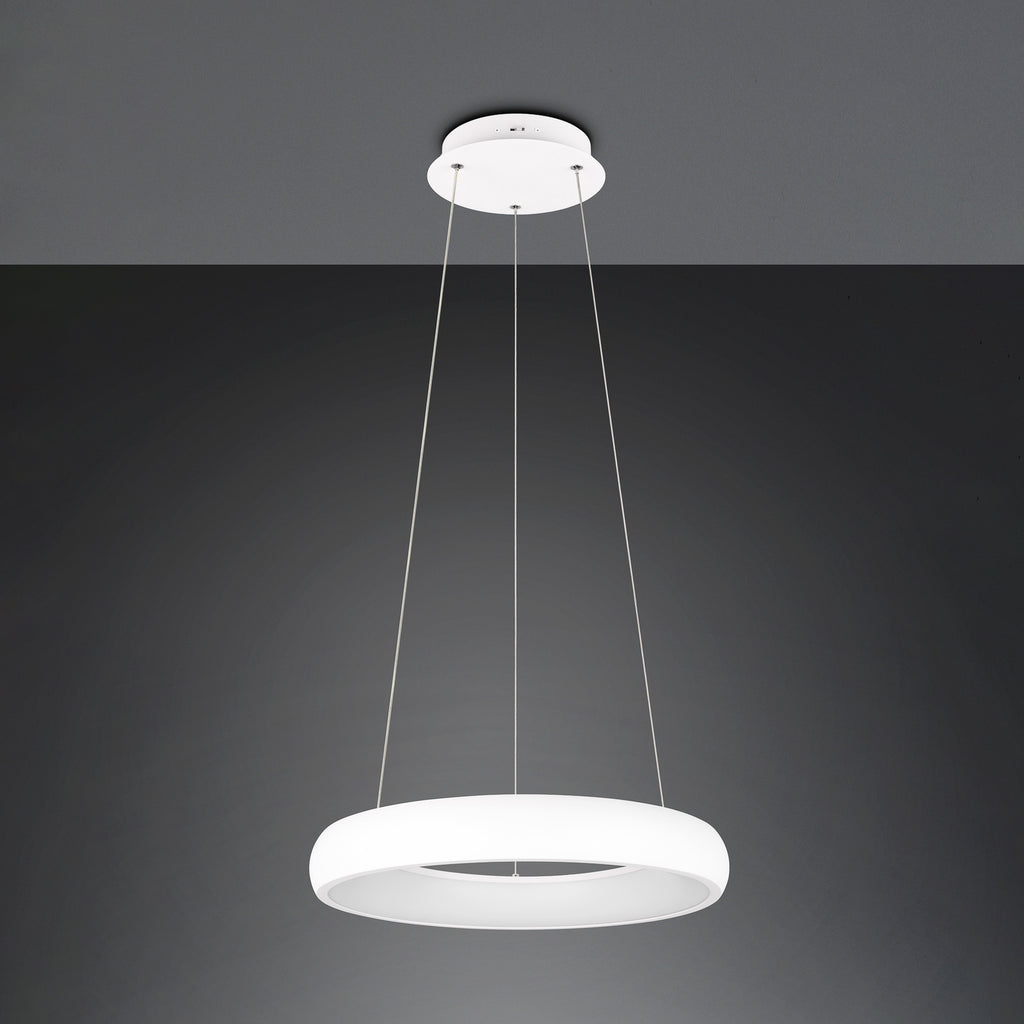 Montert LED pendellampe Cardona ring Ø46,5 cm dimbar CCT hvit matt i rom