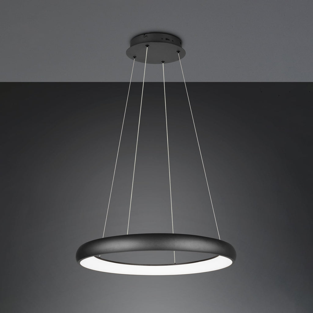 LED pendellampe Cardona ring Ø75 cm svart bakside