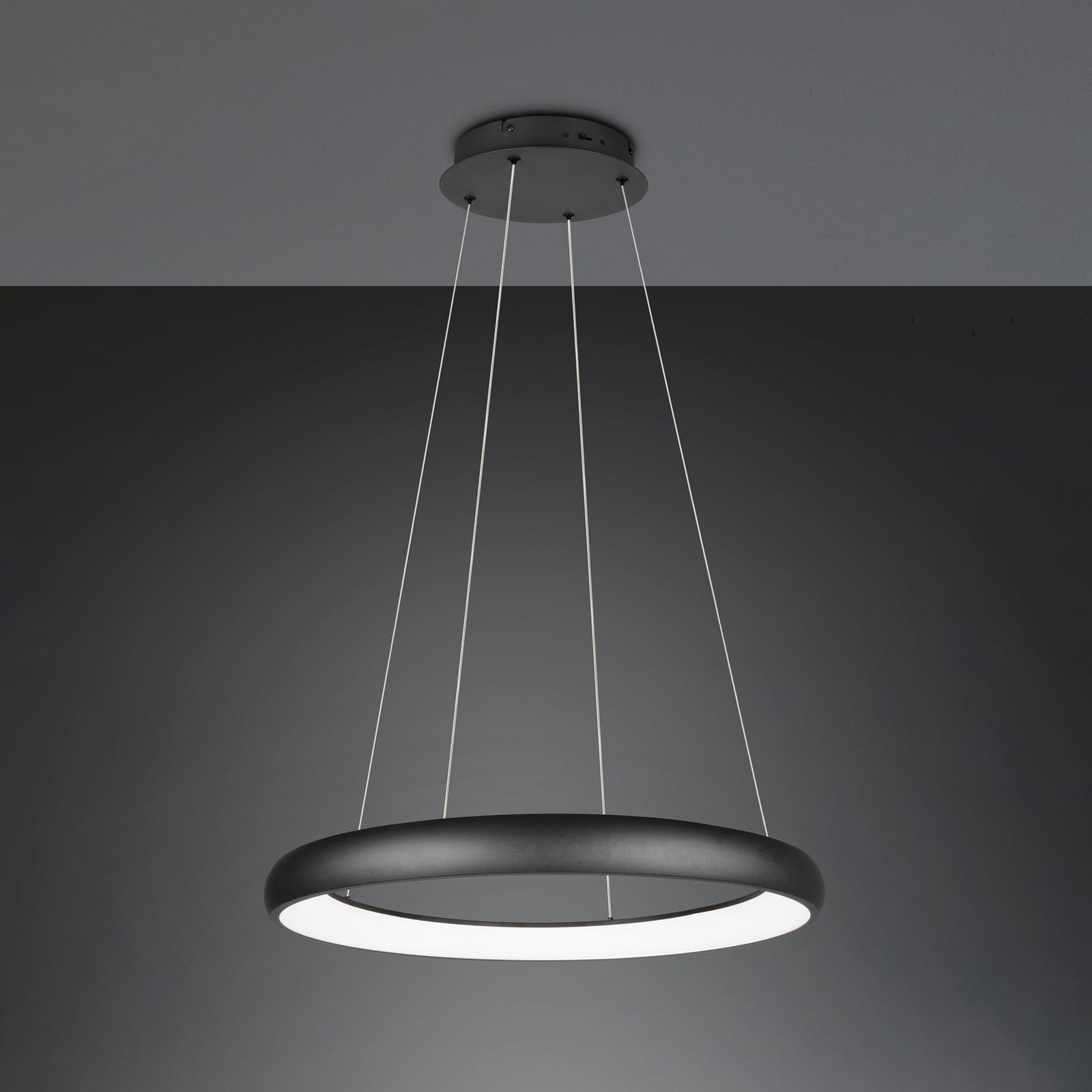 LED pendellampe Cardona ring Ø75 cm svart bakside