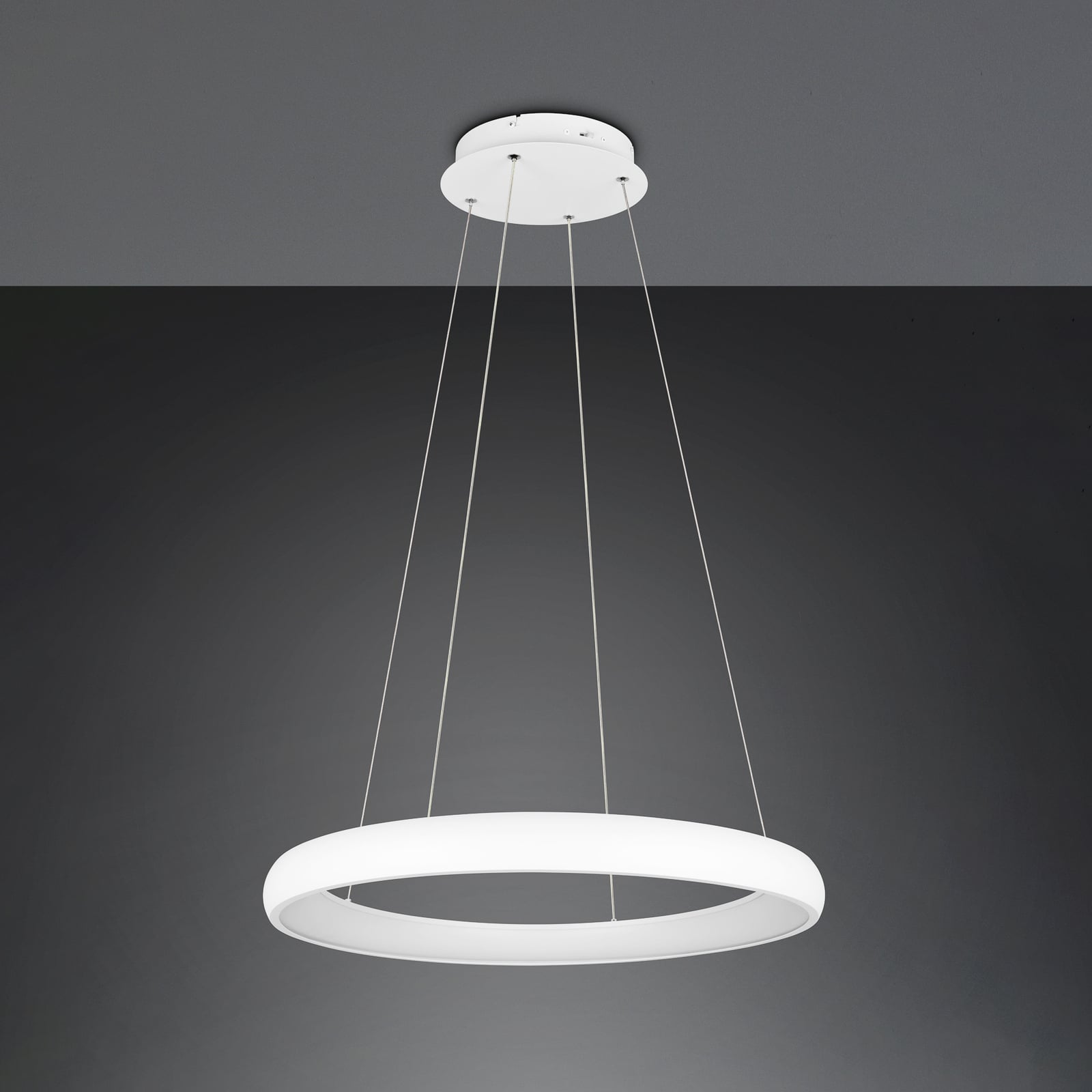 LED pendellampe Cardona ring hvit dimbar CCT Ø75 cm Trio Lighting montert
